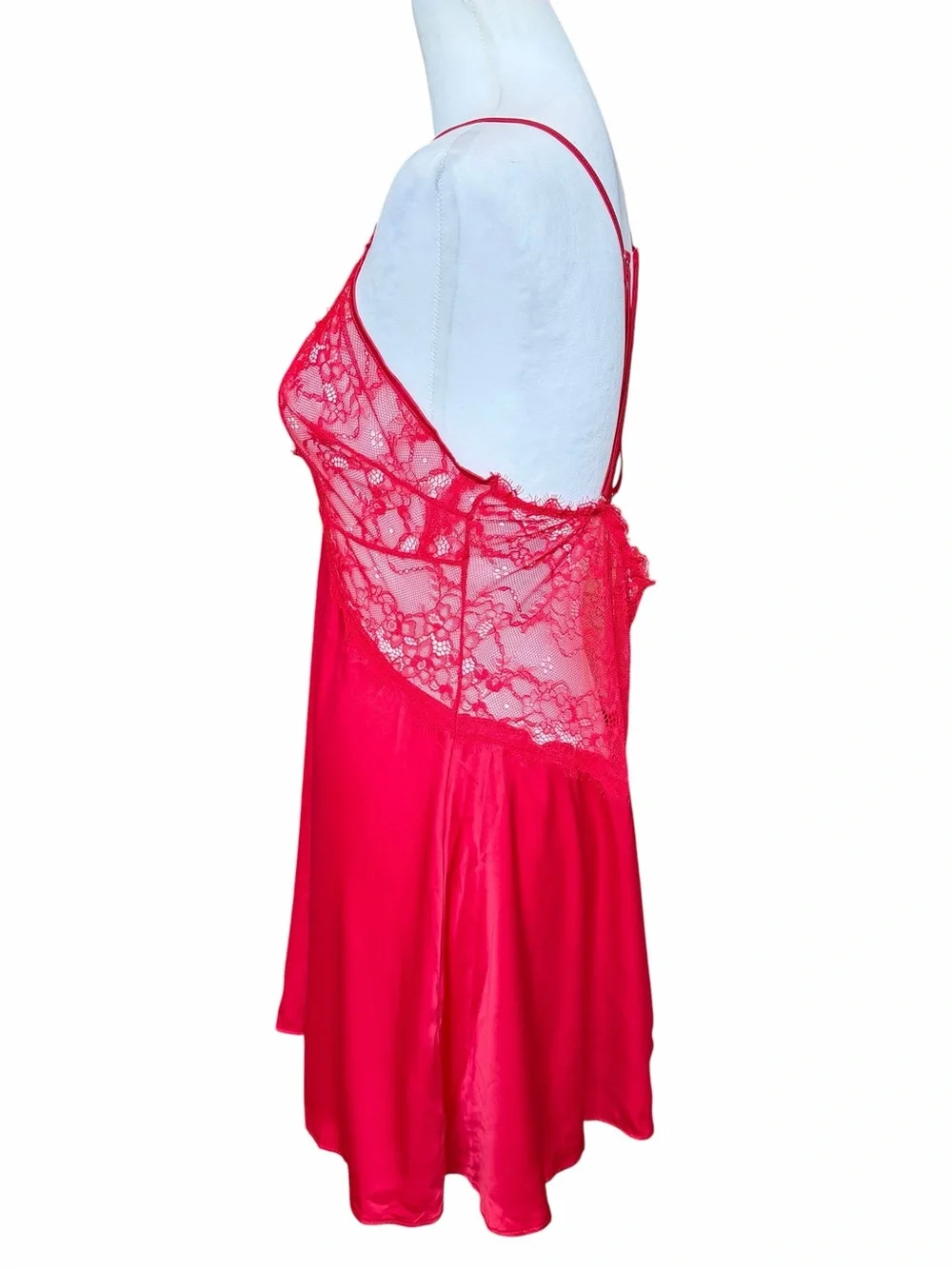 Fredericks of Hollywood Lace Babydoll Size Medium NWT Red Satin Eyelash Lingerie